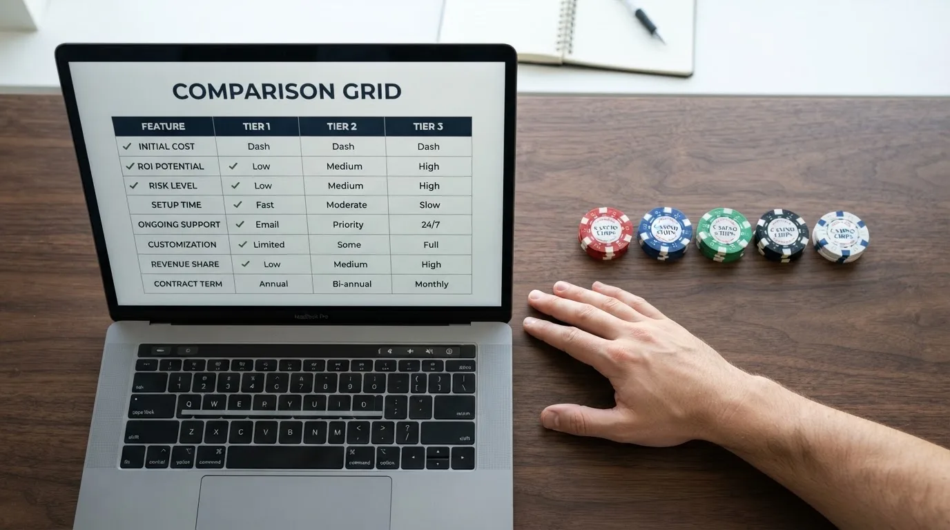 Tabla comparativa con columnas de tiradas, requisito de apuesta, plazo y máximo retirable para los principales casinos DGOJ